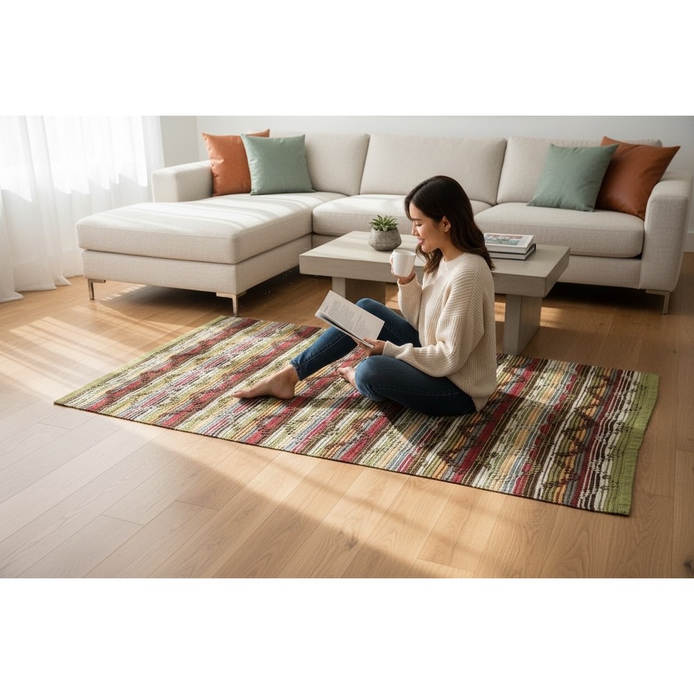 Pier‎ 1 Imports Multicolor Striped Rug 33" X 58" Rectangular